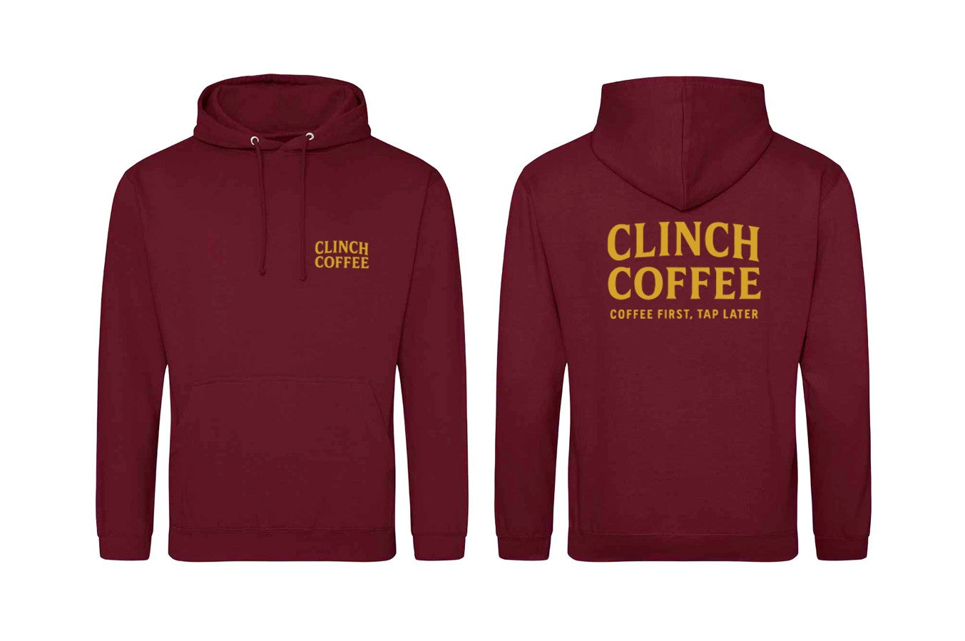 Clinch Hoodie Burgundy - Coffee First, Tap Later